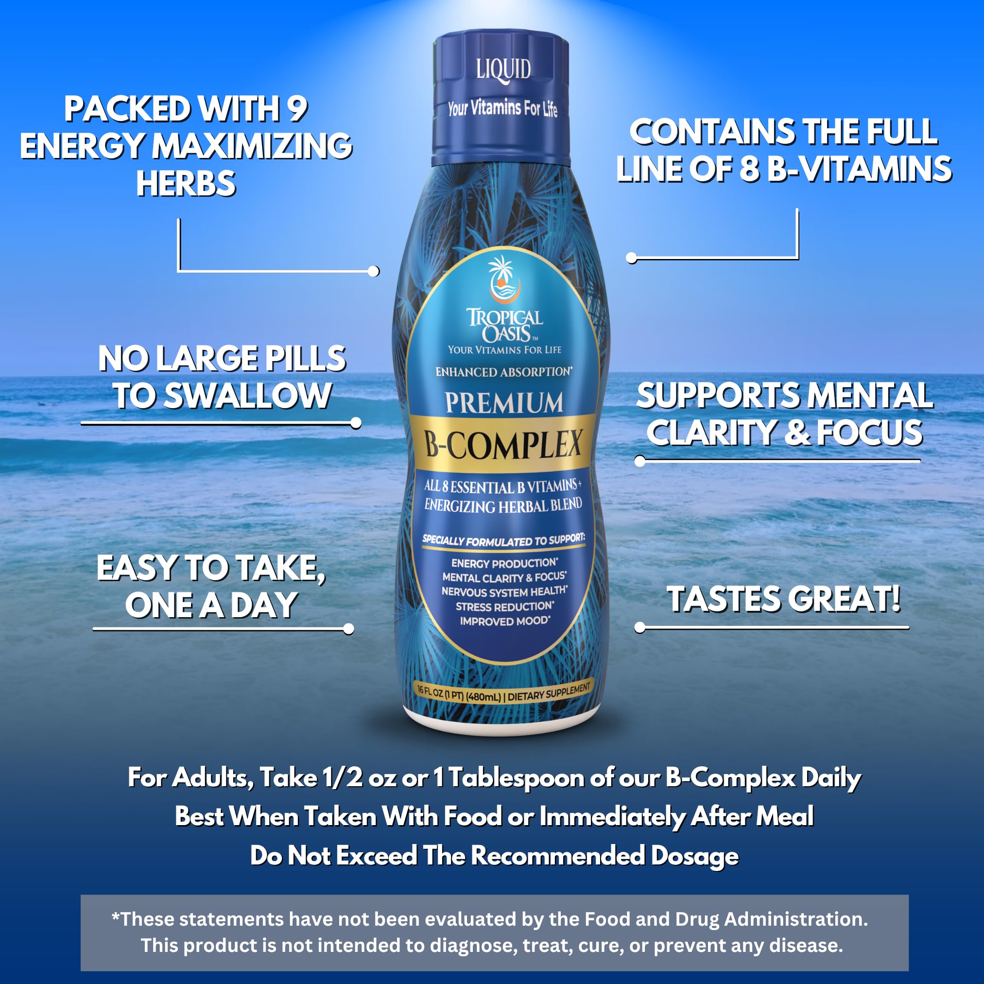 Tropical Oasis porción con medidor 16 oz, dosis precisa y controlada