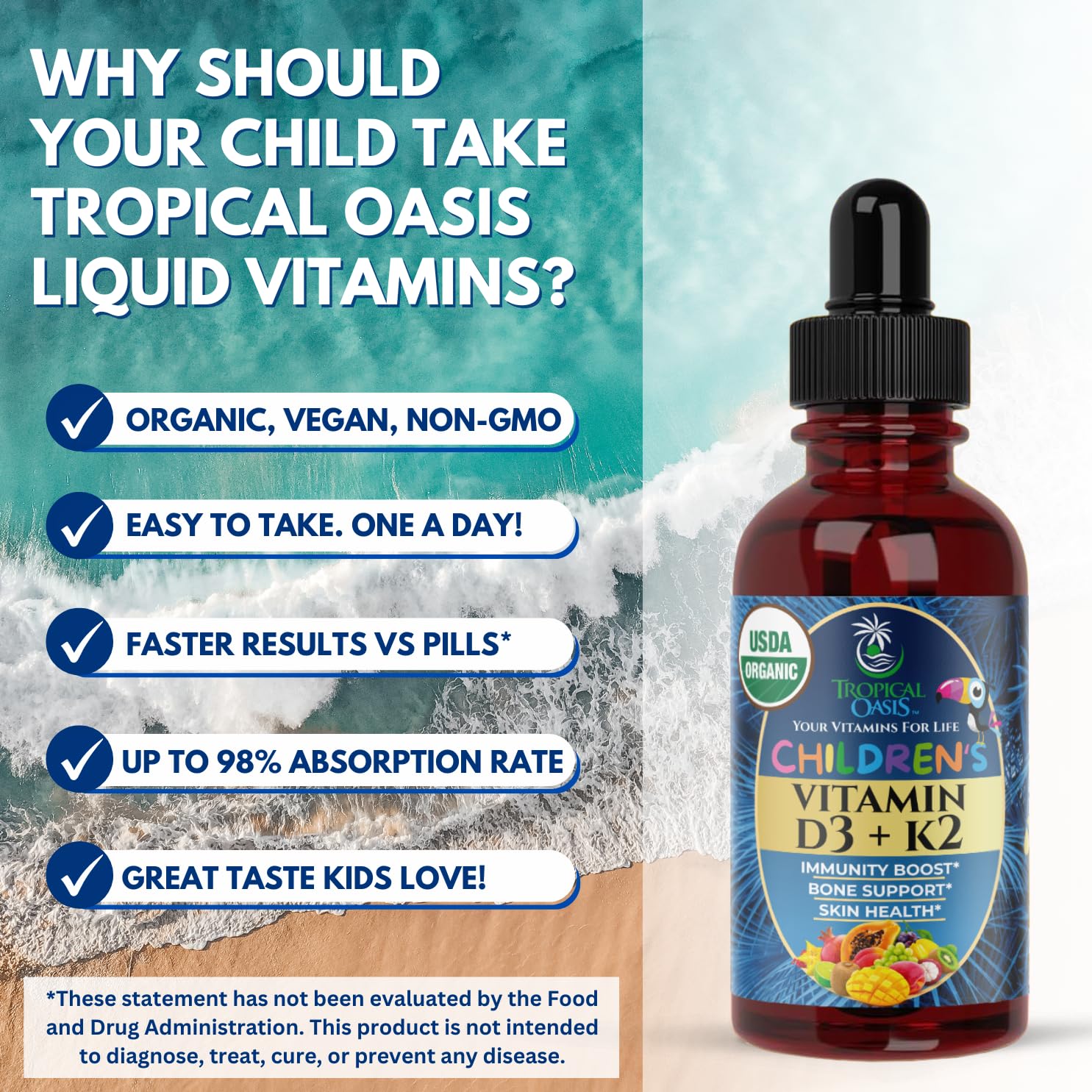 Tropical Oasis comparado con monedas para visualizar el tamaño del frasco