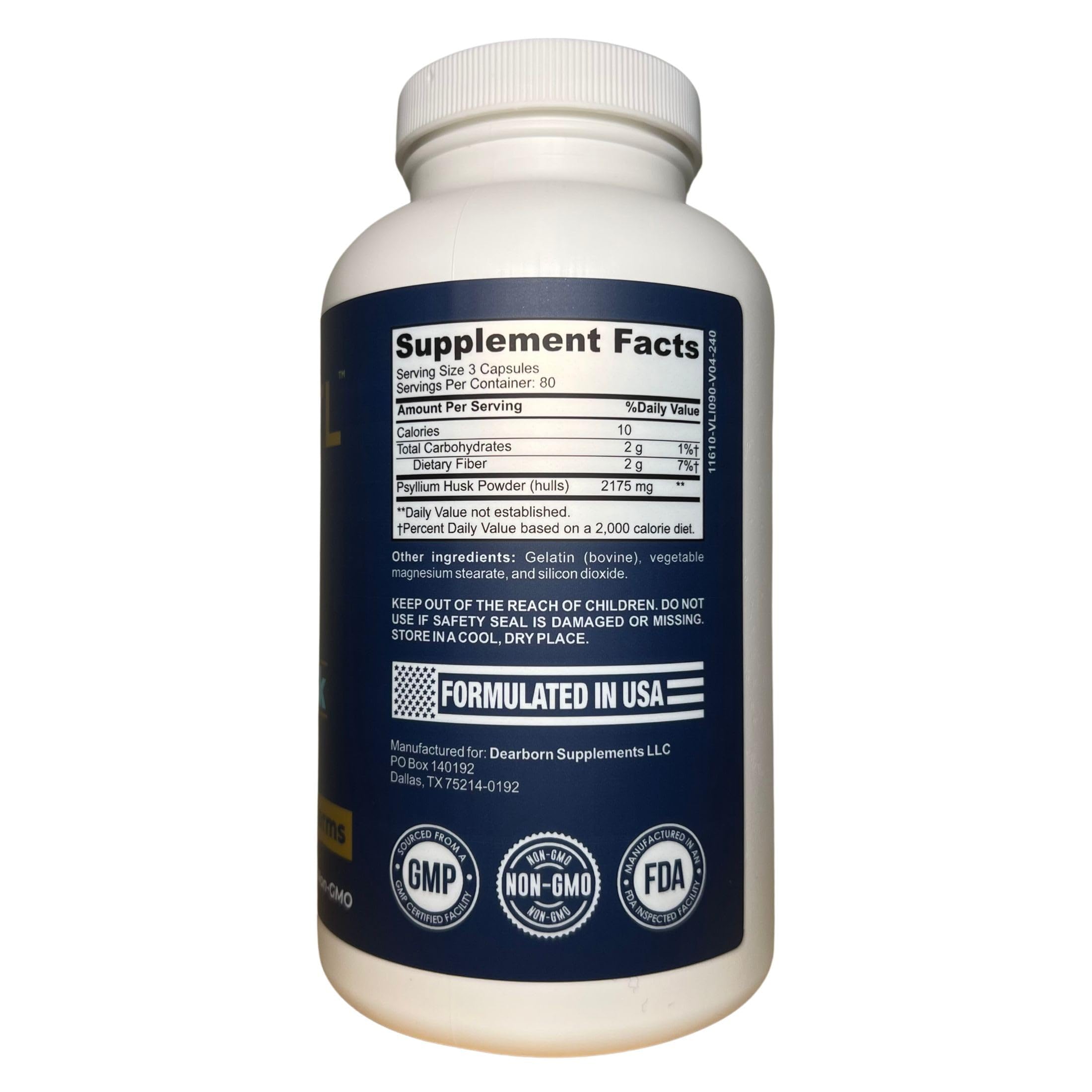 TRTL Supplements primer plano de cápsulas que destaca la textura y pureza del psyllium