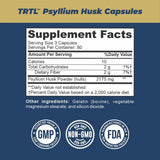 TRTL Supplements frasco abierto y cápsulas dispersas mostrando cantidad y presentación