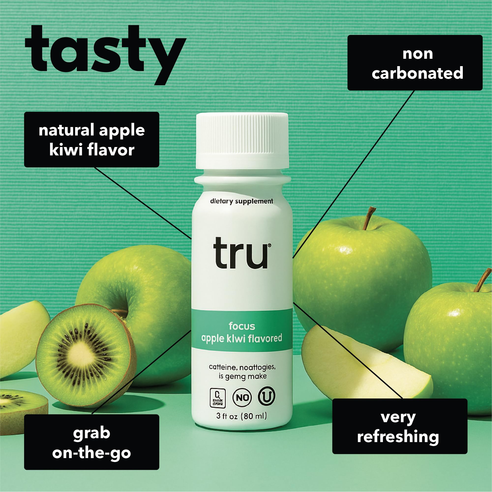 Tru Focus bote en mano para ilustrar tamaño portátil y uso rápido