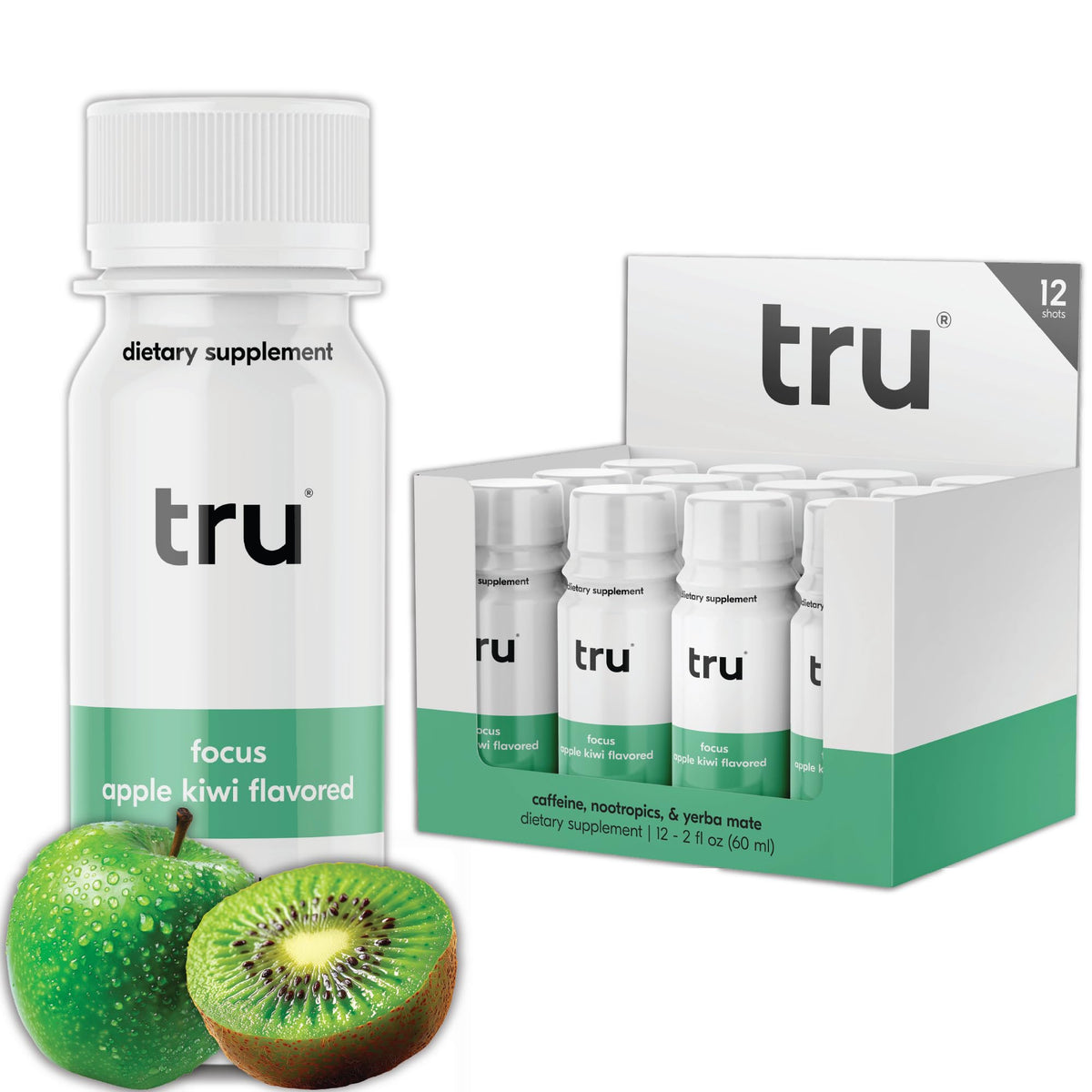 Tru Focus frente del paquete mostrando botellas y beneficio conveniencia
