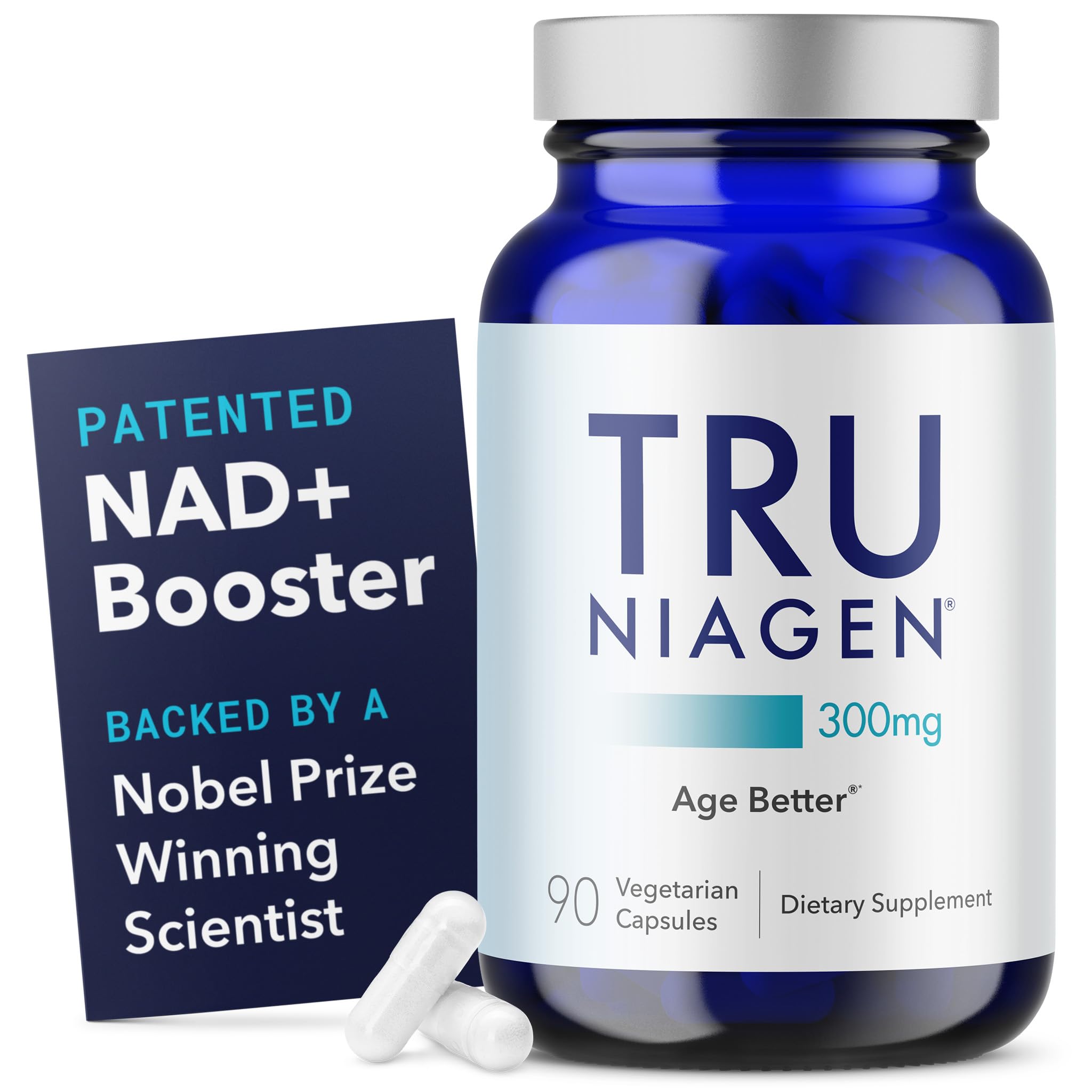 TRU NIAGEN frente del pack mostrando la botella y beneficios de dosis diaria