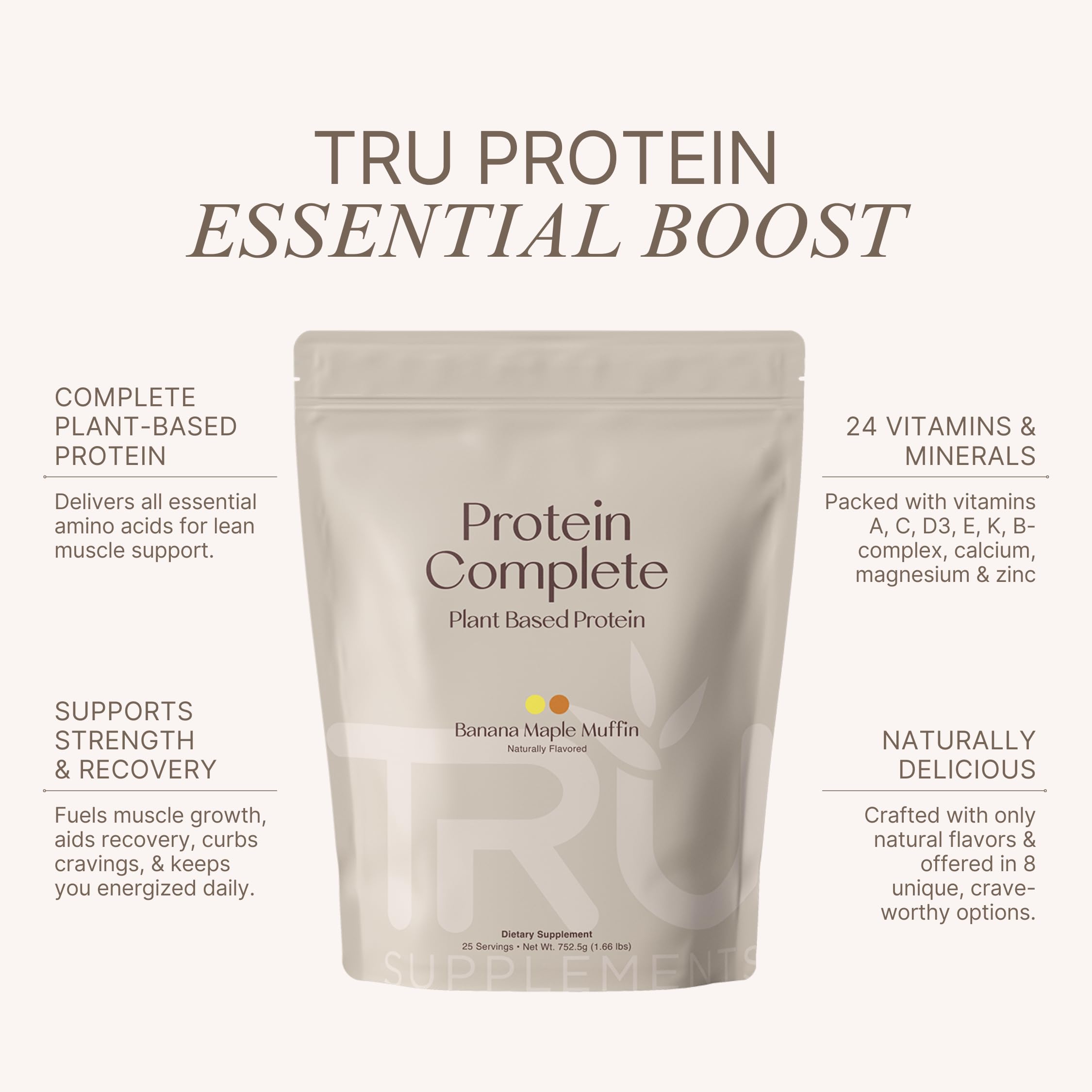 TRU Supplements vaso preparado con batido listo para consumo, ideal para recuperación