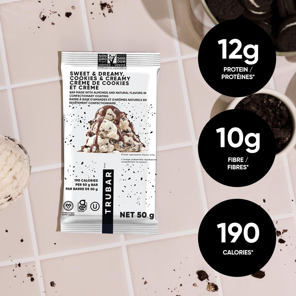 TRUBAR barra cortada revela interior cremoso y trozos crujientes, consumo práctico