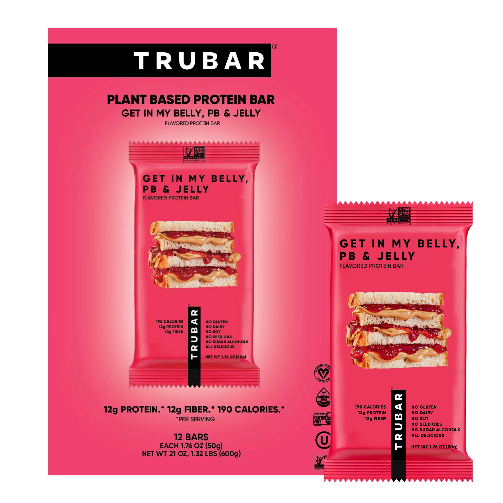 TRUBAR empaque frontal mostrando aroma PB&J y conveniencia