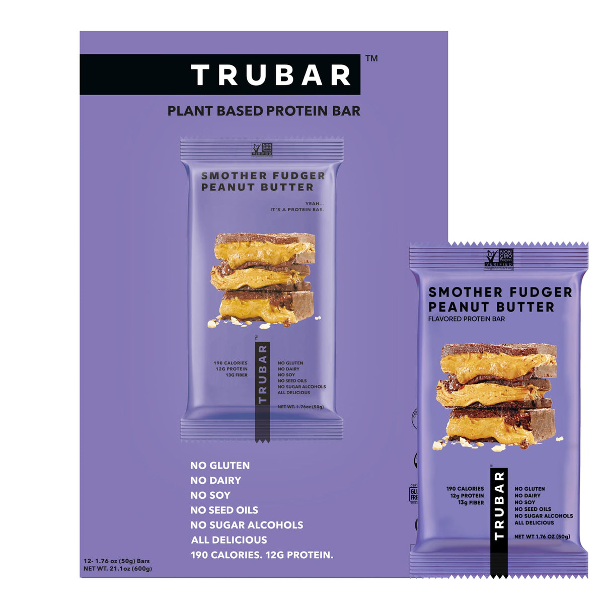 TRUBAR empaque frontal mostrando diseño y beneficios para snack saludable