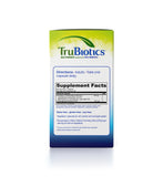 TruBiotics etiqueta de ingredientes resaltando prebióticos y cepas clínicamente estudiadas