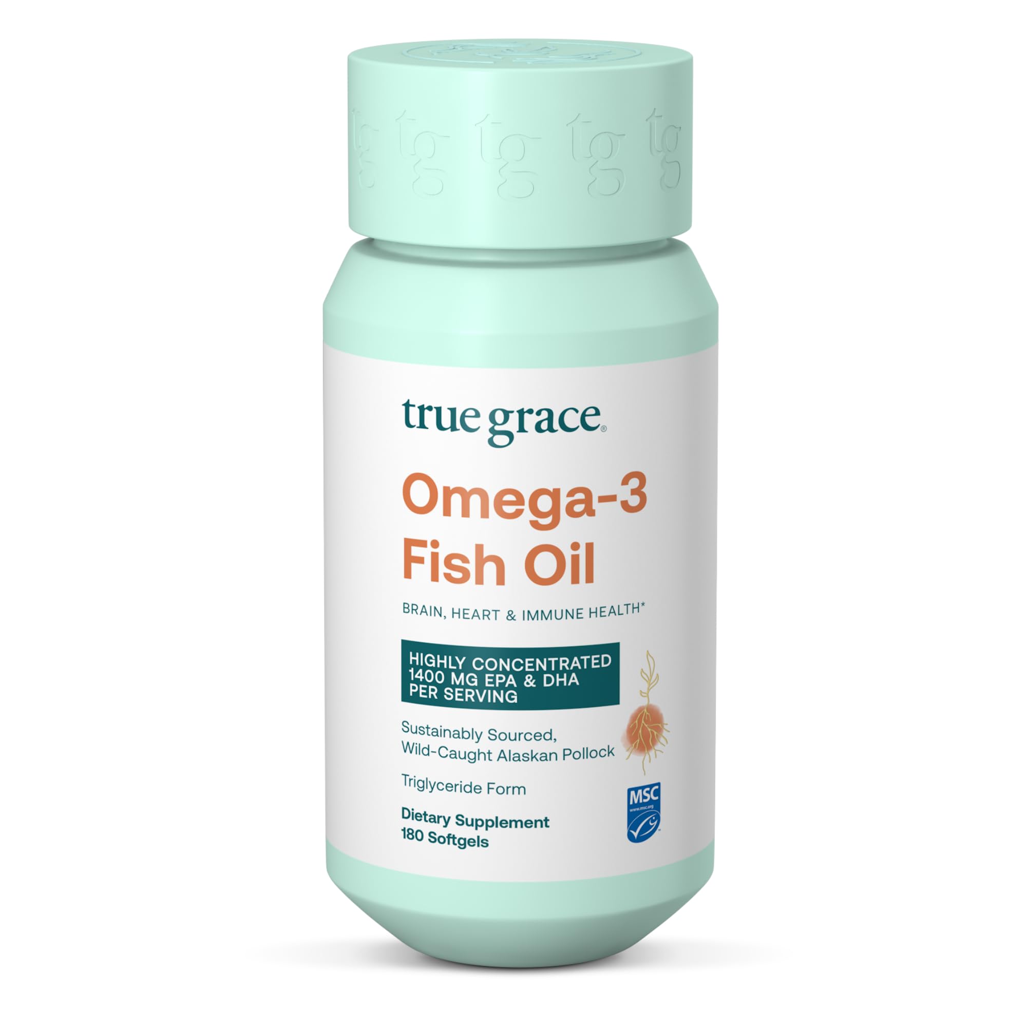 True Grace frasco frontal mostrando 180 cápsulas y beneficios