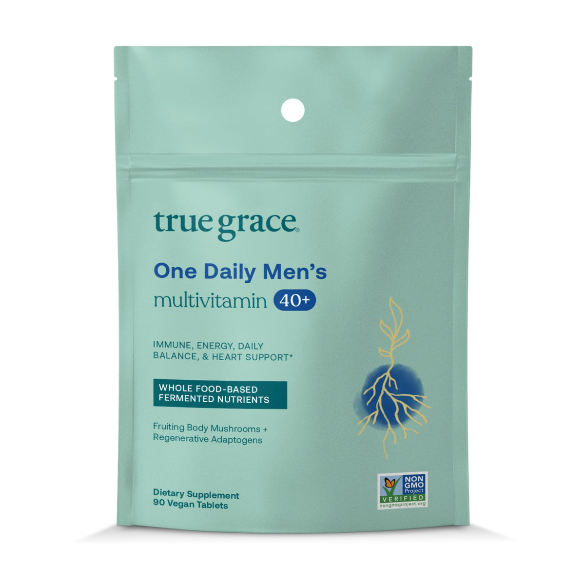 True Grace frente de botella mostrando envase reciclado y beneficio sostenible