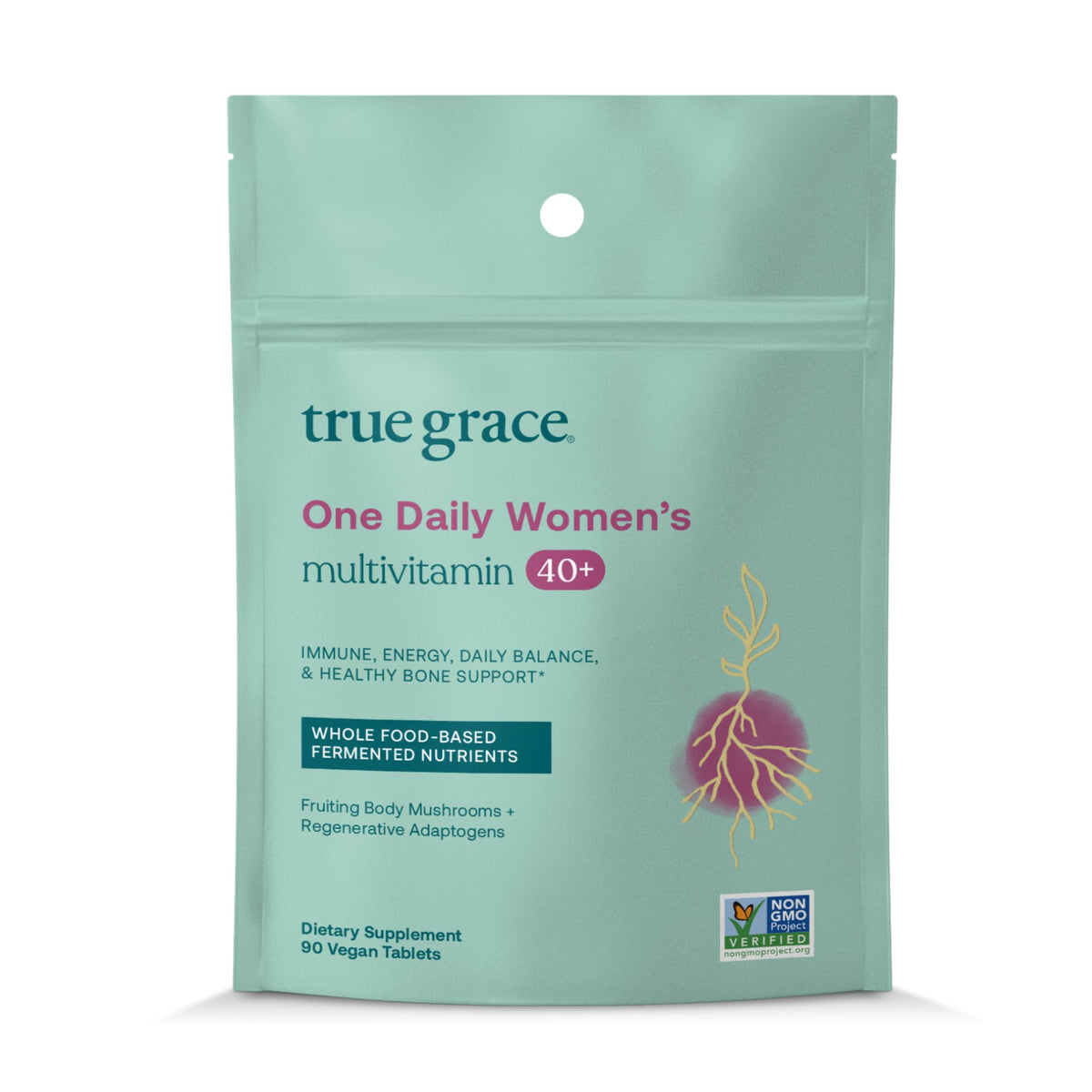 True Grace frente del envase mostrando diseño y beneficios para mujeres 40+