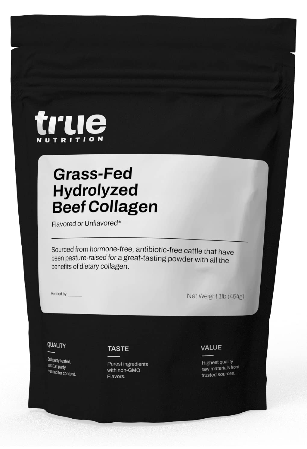 True Nutrition envase frontal mostrando colágeno hidrolizado y pureza