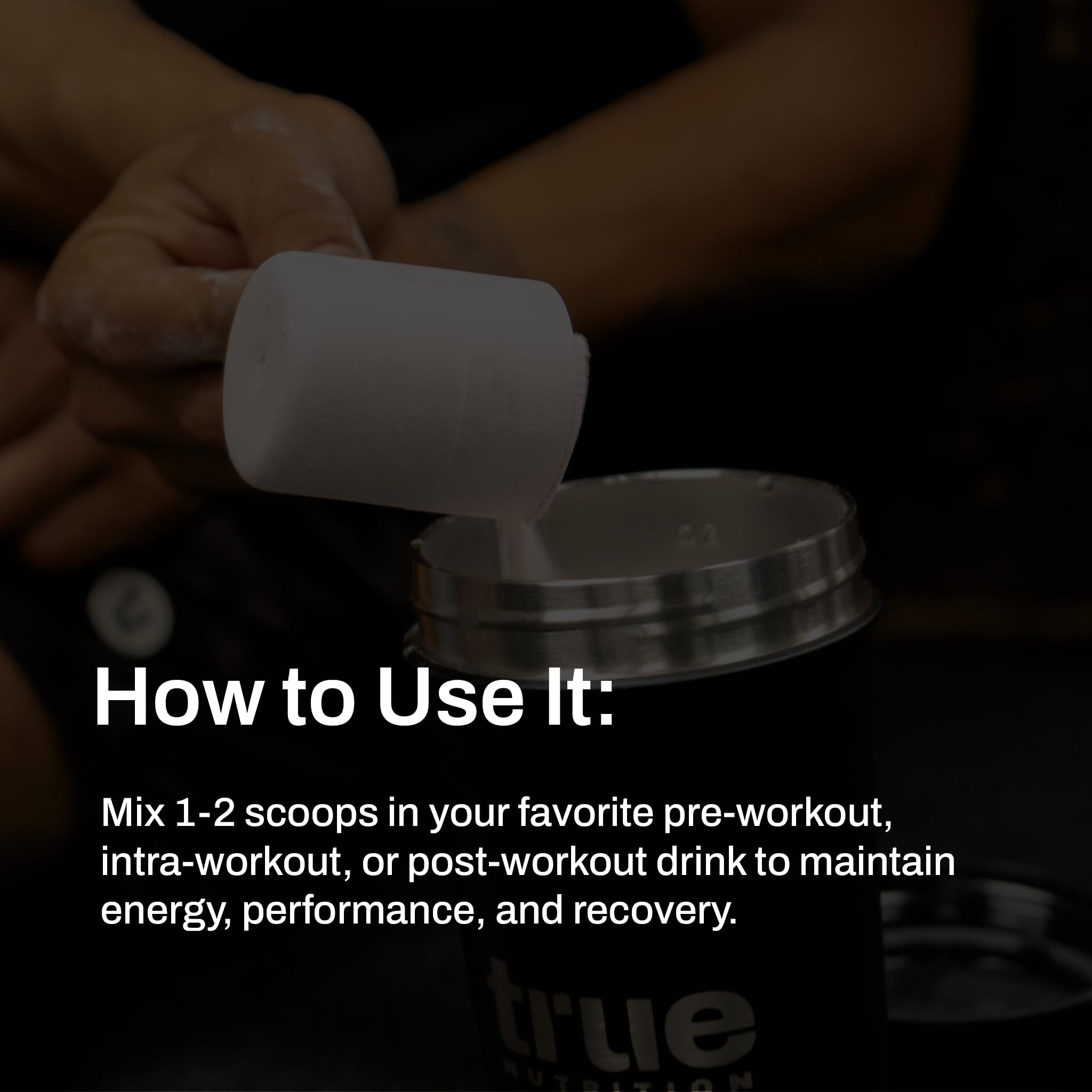 True Nutrition mezclado con proteína para recuperación completa y sin sabores añadidos