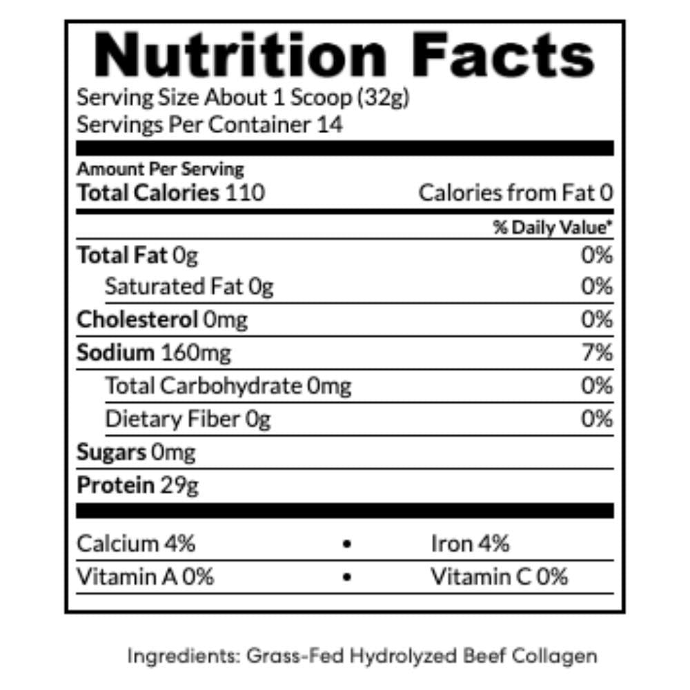 True Nutrition cucharada con porción destacando 32 g por servicio