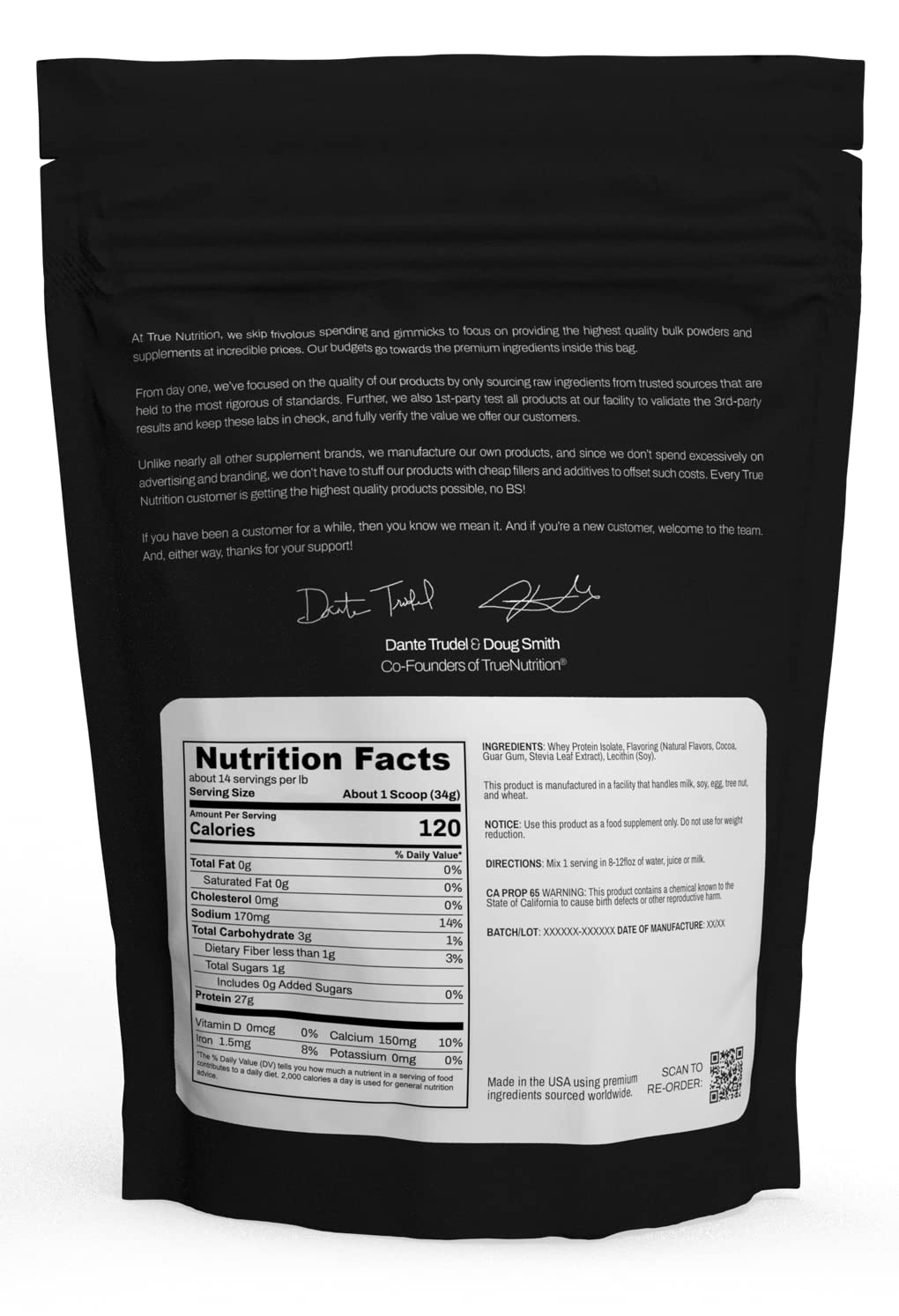 True Nutrition polvo cerca para ver textura fina y mezcla sin grumos
