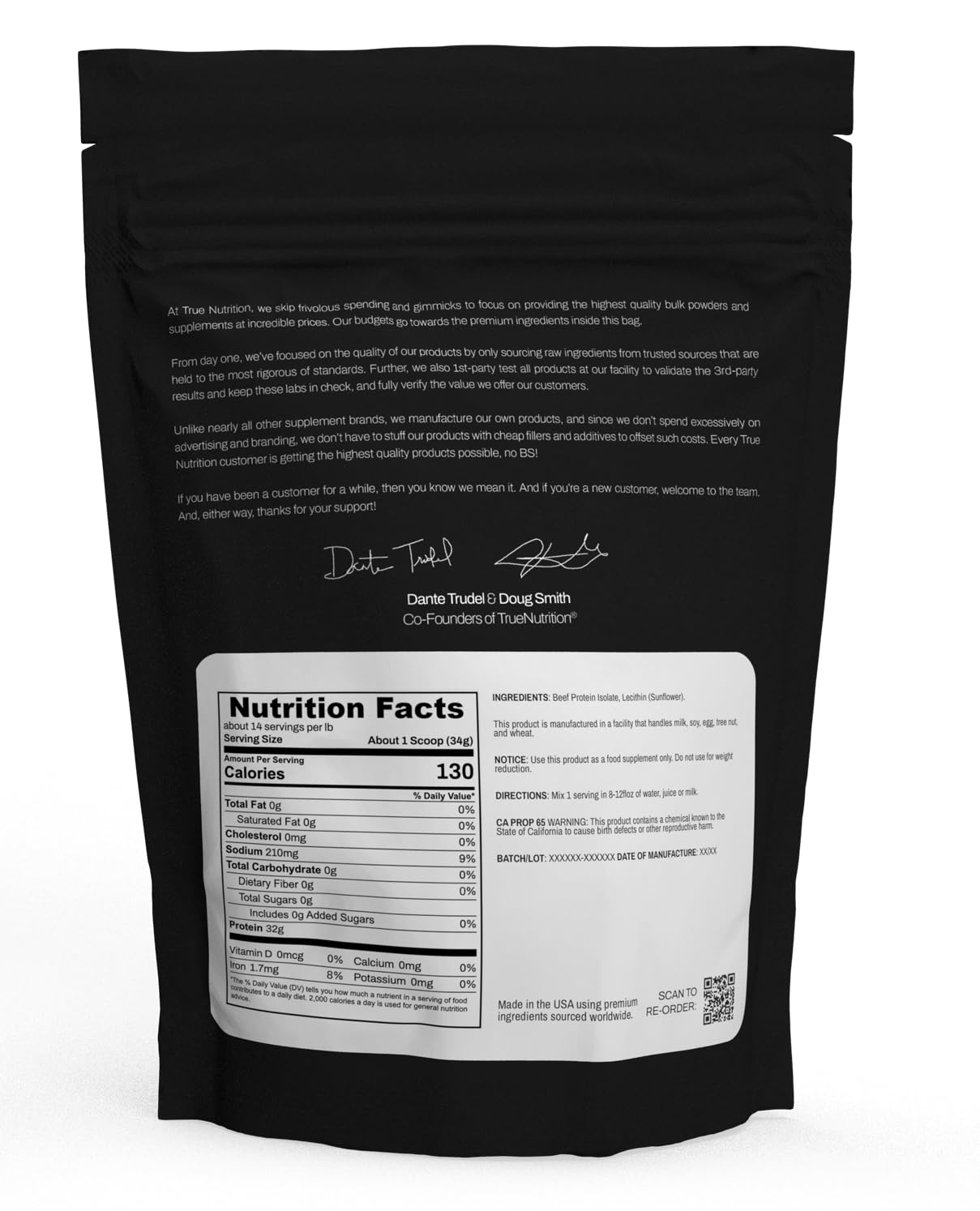 True Nutrition textura del polvo fina y sin grumos para mezclar bien
