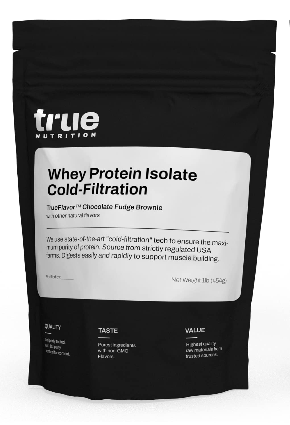 True Nutrition frente del empaque mostrando tamaño y sabor chocolate