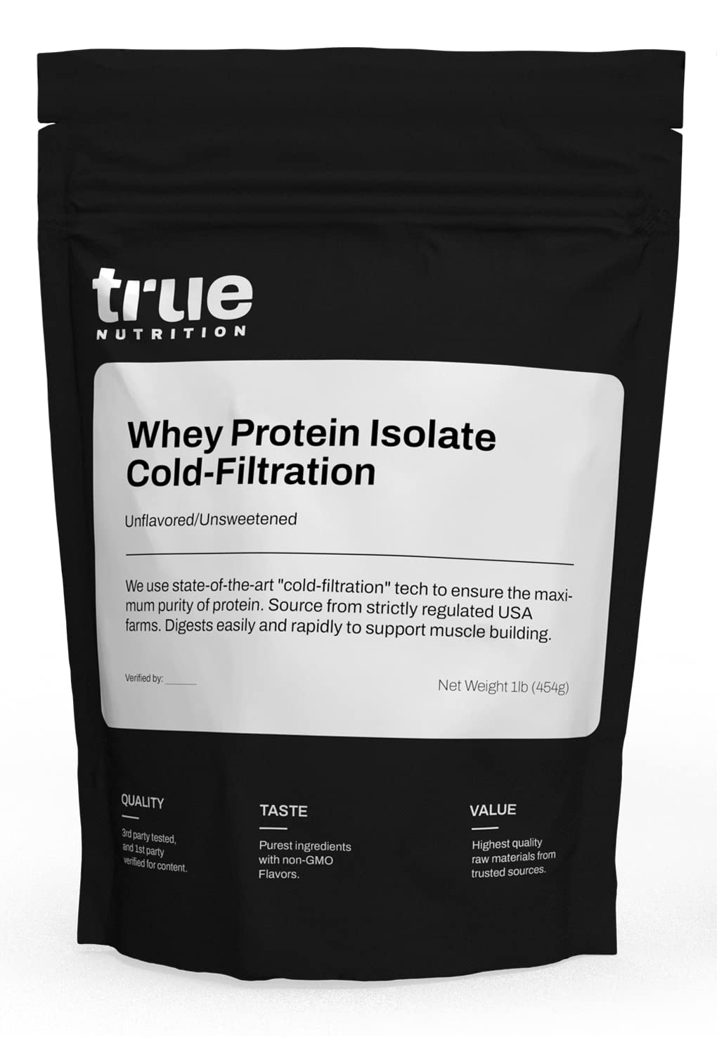 True Nutrition frente del envase que muestra presentación y pureza