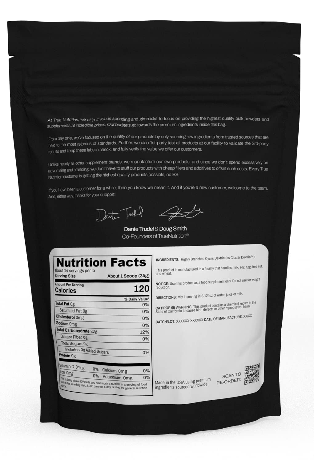 True Nutrition polvo sin sabor textura fina que facilita mezcla y rápida disolución
