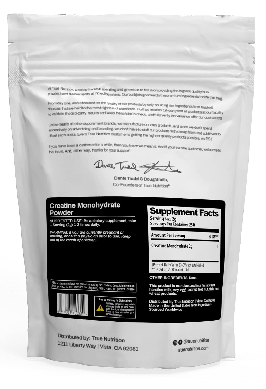 True Nutrition primer plano de polvo micronizado fácil de mezclar y sin grumos