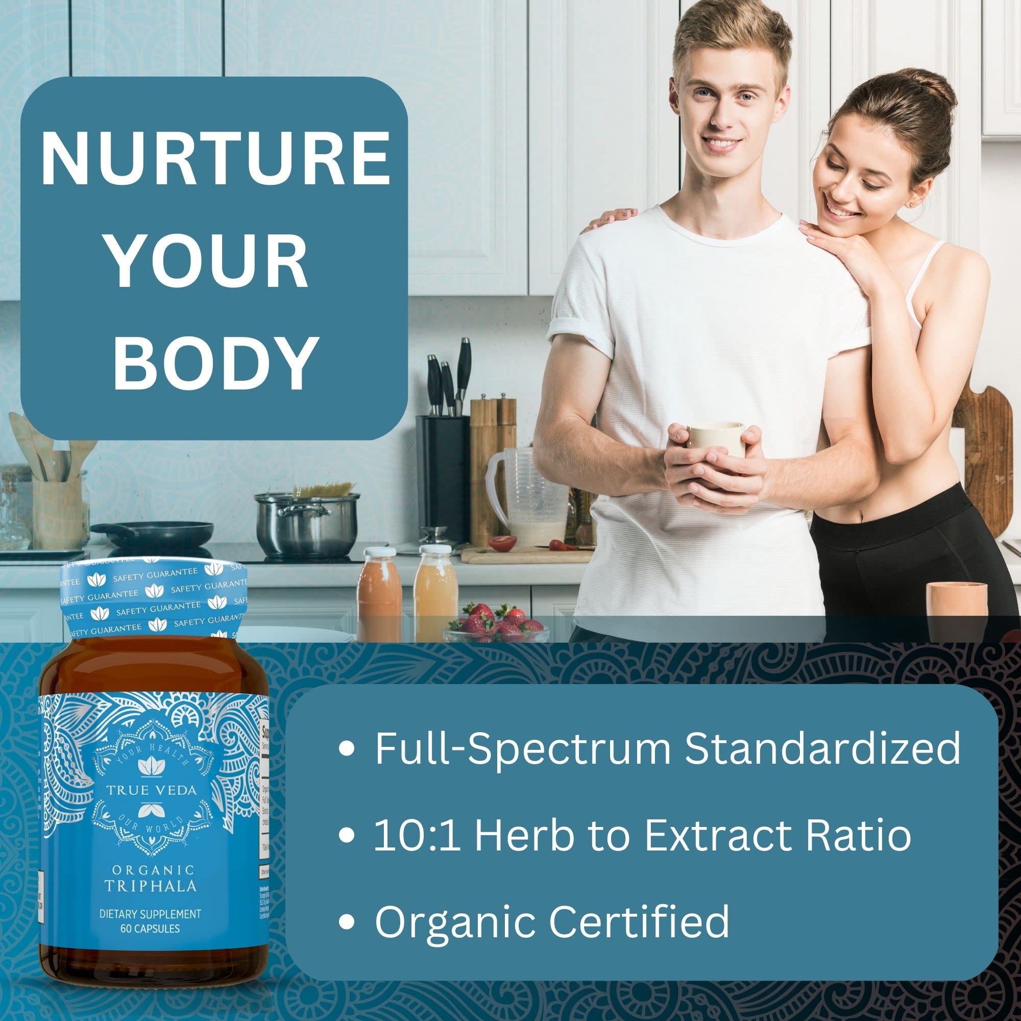 True Veda frasco en entorno natural destacando sostenibilidad y confianza