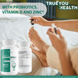 True You Health primer plano de la etiqueta y lista de ingredientes fiables