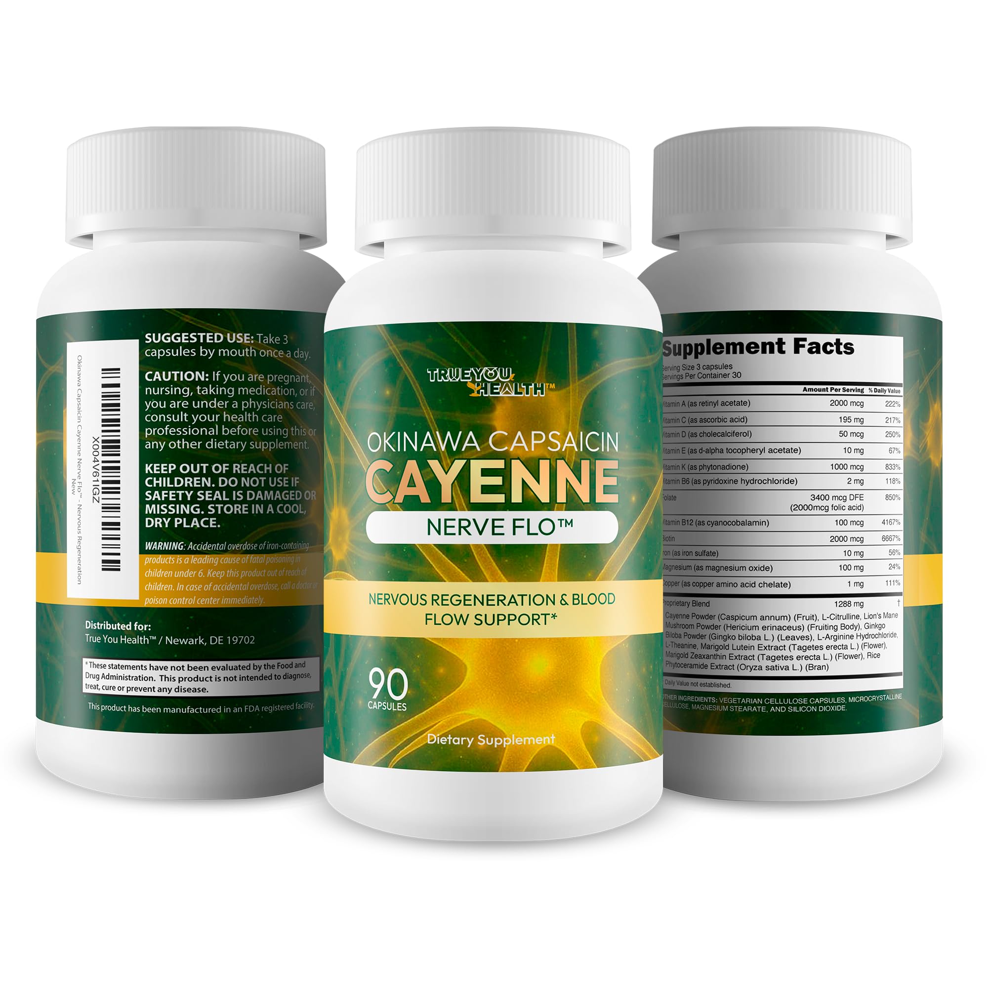 True You Health ingredientes Lion's Mane y cayena, combinación para apoyo nervioso