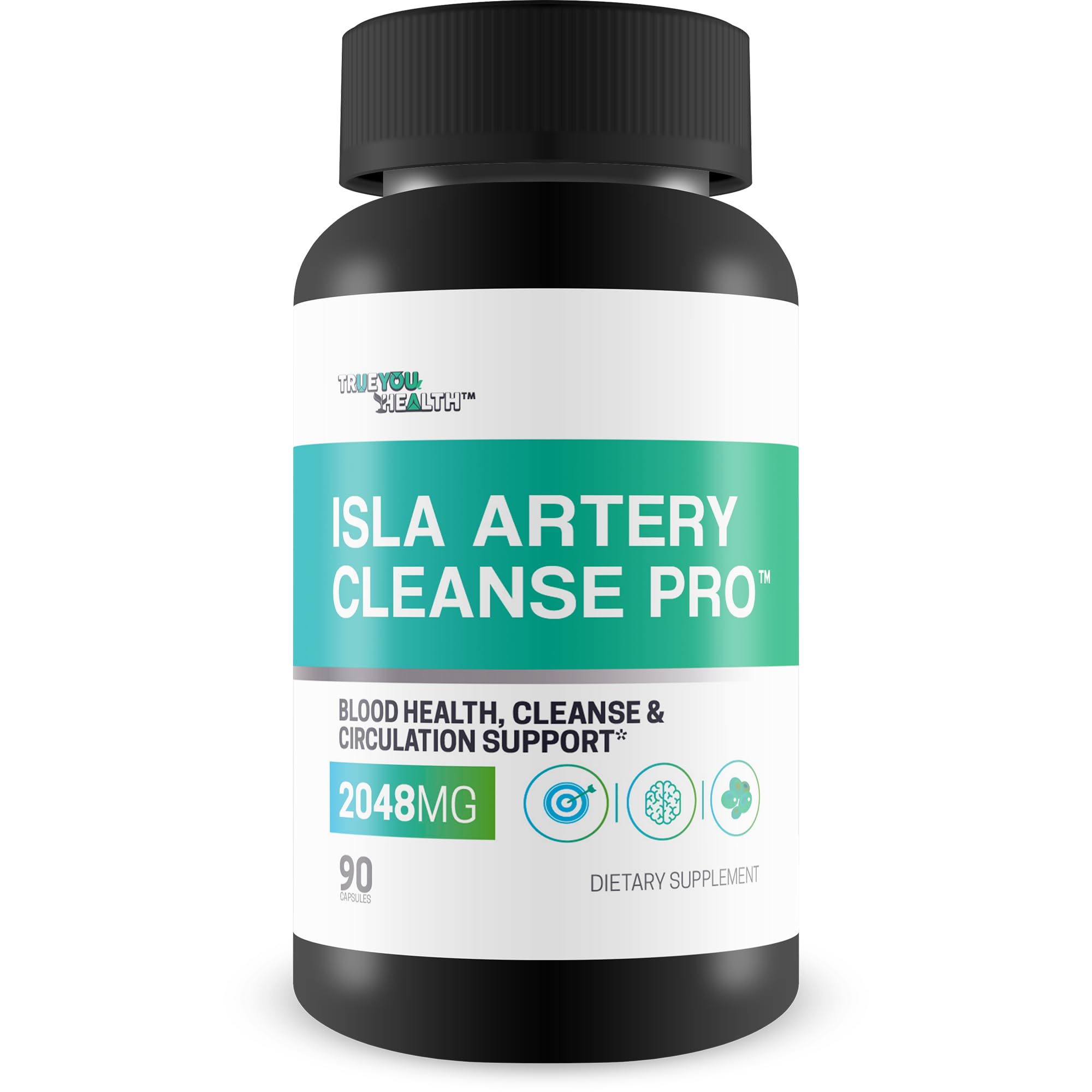 True You Health bote frontal mostrando Isla Artery Cleanse Pro, apoyo circulatorio