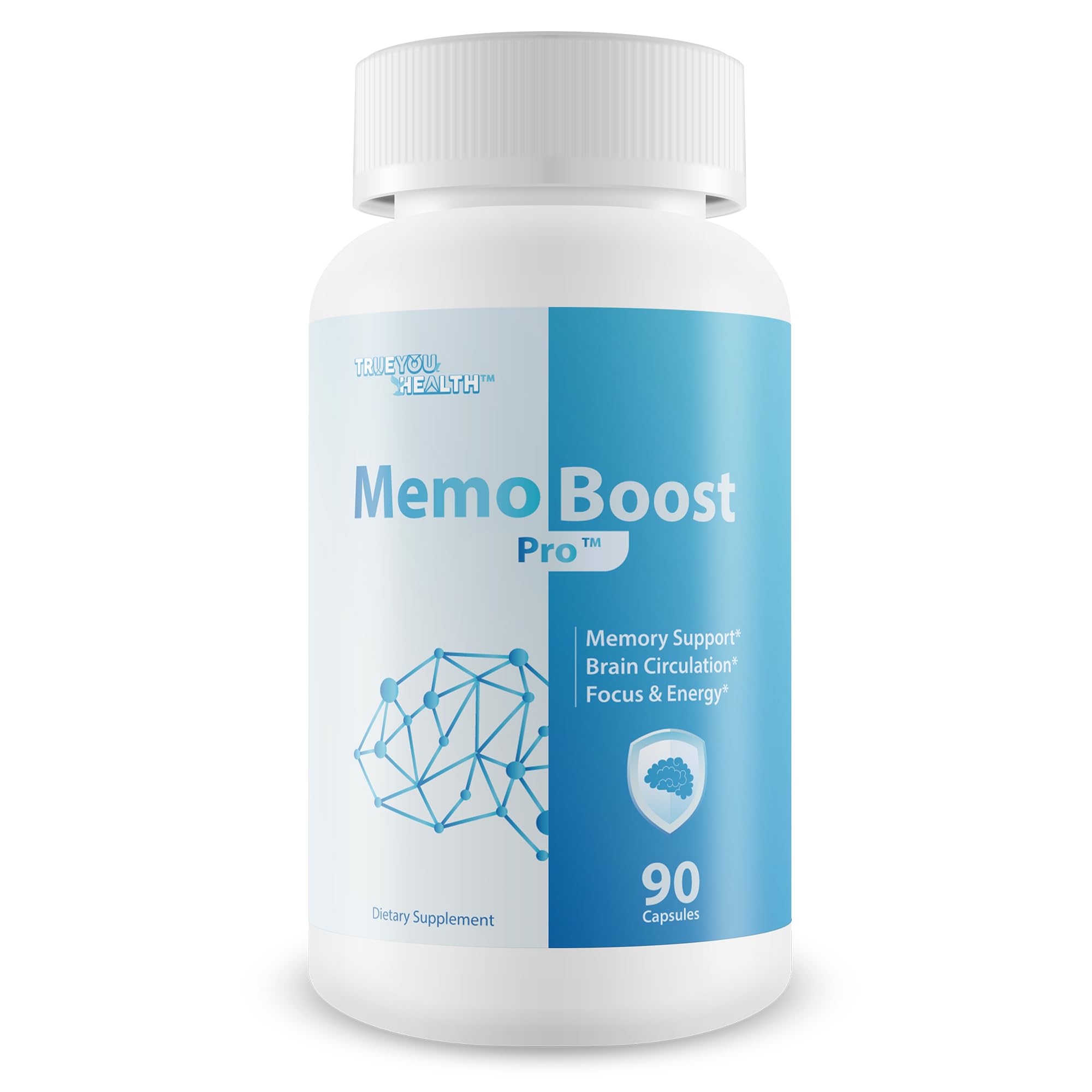 True You Health frasco Memo Boost Pro vista frontal que inspira confianza