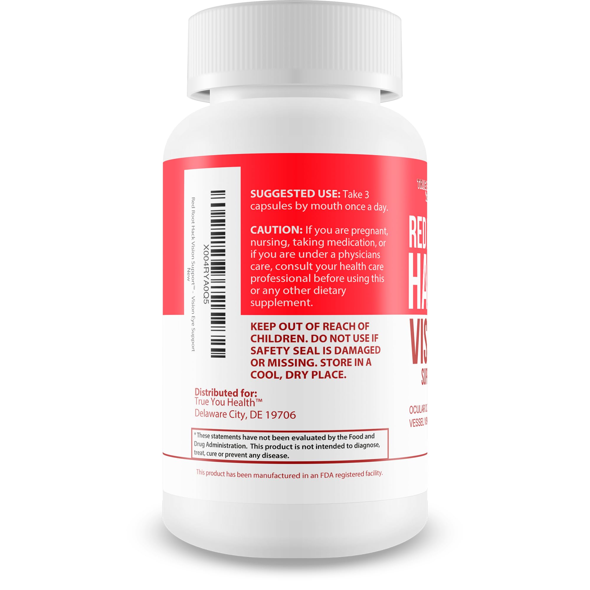 True You Health etiqueta interior con información de ingredientes y dosis clara