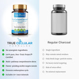 True Cellular Formulas cápsulas textura negra de carbón activado