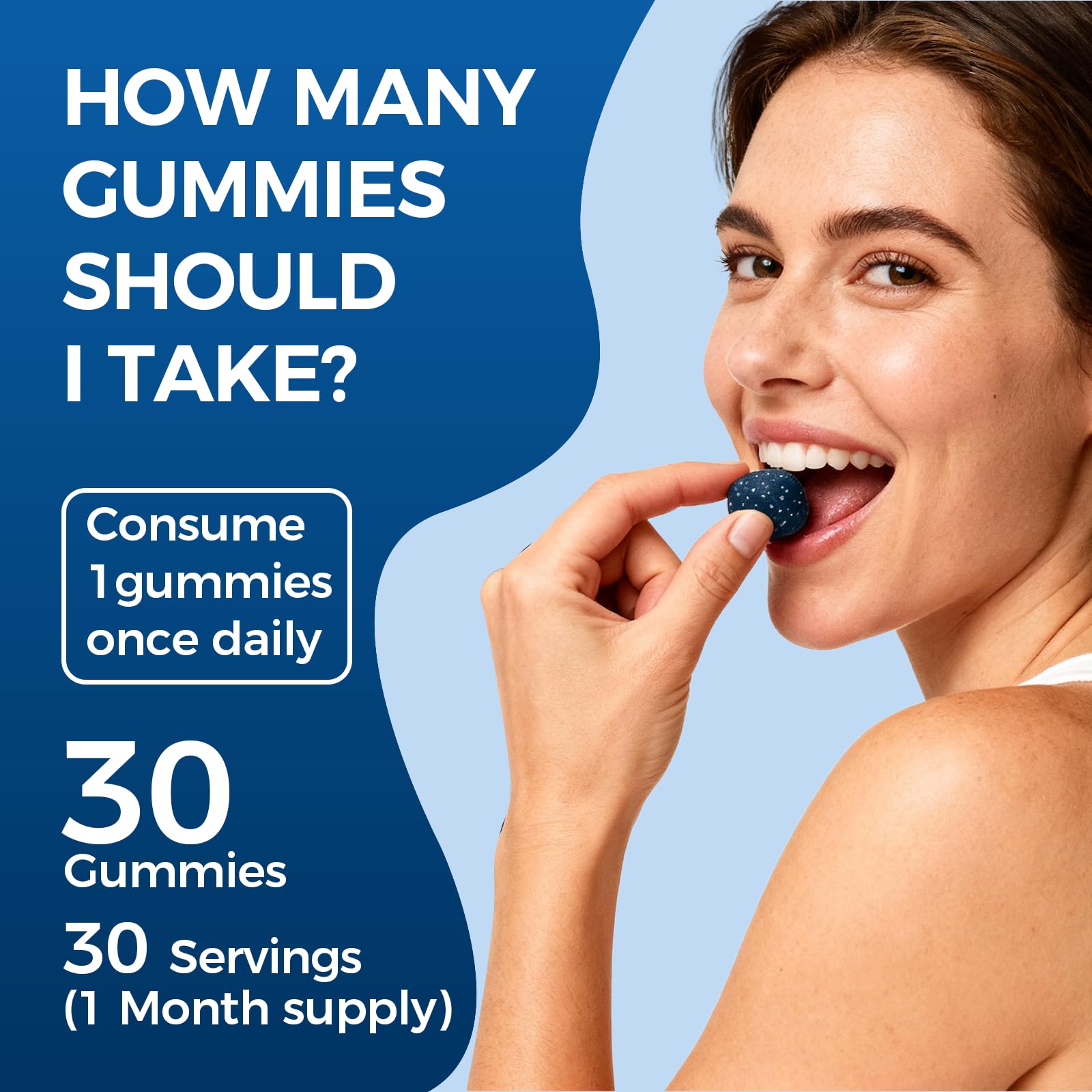 TRUEHEALTHIC primer plano de gomita frambuesa azul resaltando buen sabor