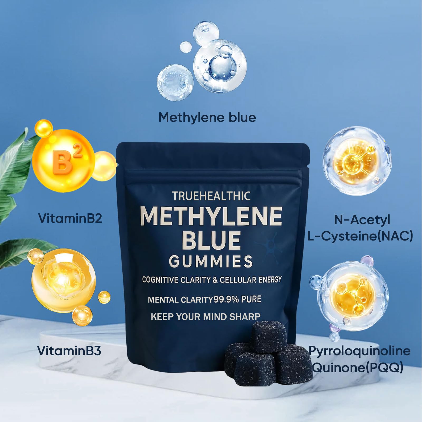 TRUEHEALTHIC gomitas en mano para comparar tamaño y facilitar dosificación