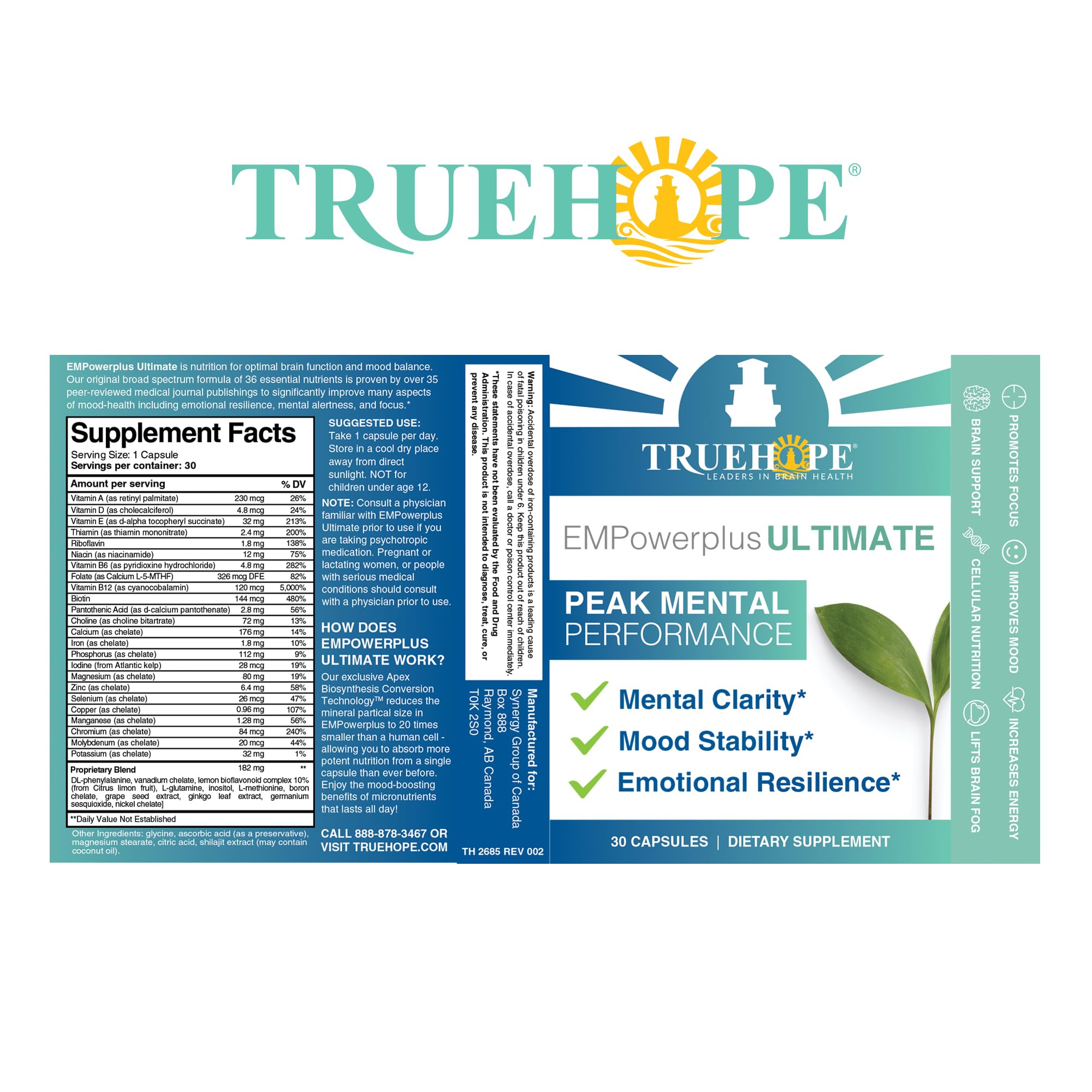 Truehope folletos y rastreador de síntomas incluidos, destaca soporte educativo