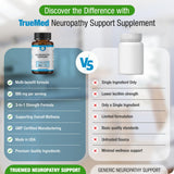 Etiqueta TRUEMED con lista de ingredientes y beneficios para la función nerviosa