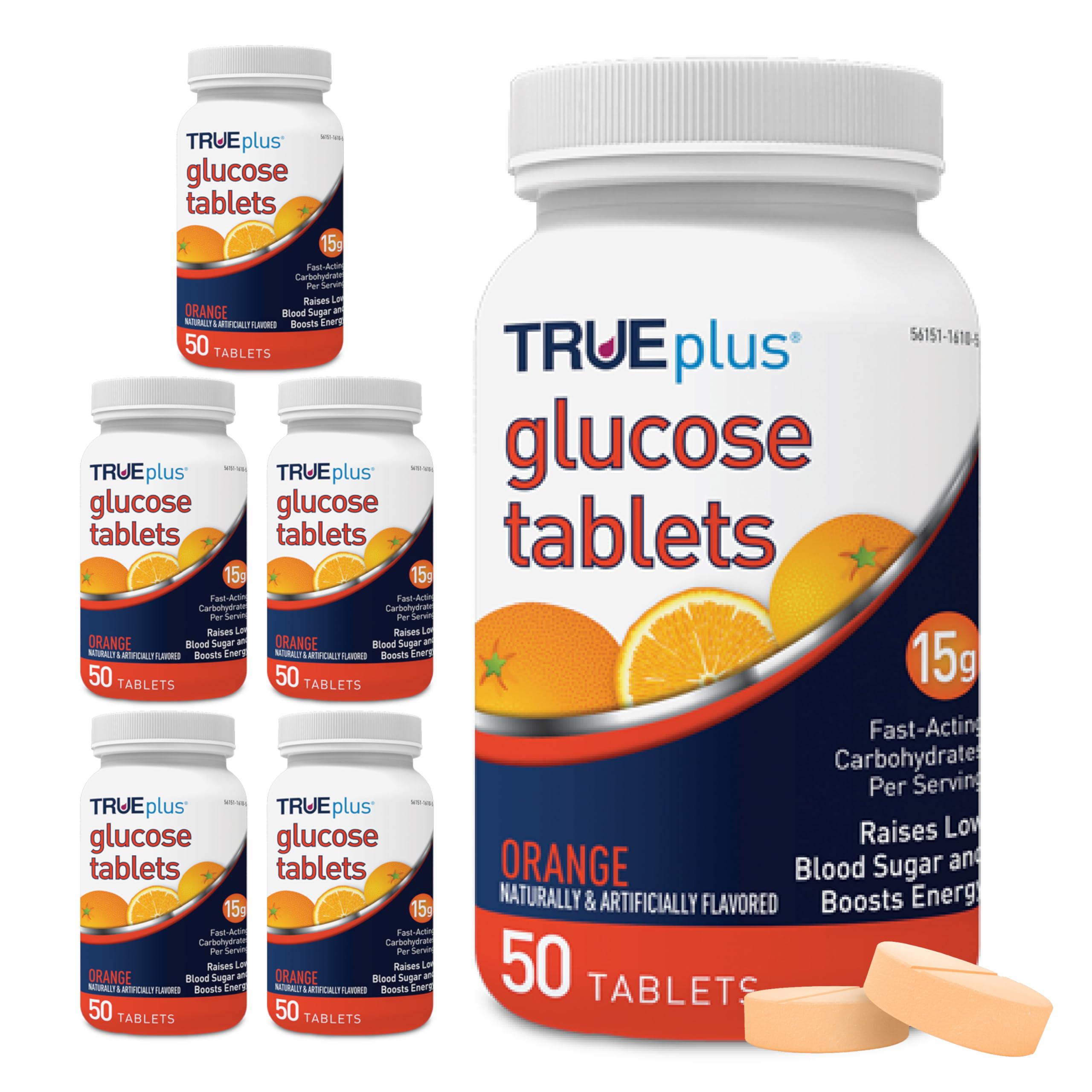 TRUEplus bote frontal naranja mostrando la cantidad y diseño, práctico para almacenar