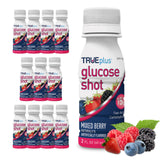 TRUEplus shot frontal del envase mixed berry mostrando portabilidad y sabor