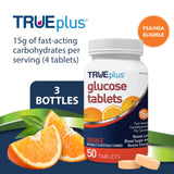 TRUEplus primer plano de tabletas masticables revela textura y facilidad de consumo