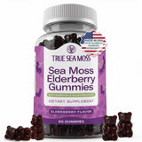 TrueSeaMoss envase frontal mostrando 60 gomitas y beneficios prácticos