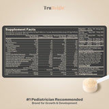 TruHeight etiqueta nutricional en primer plano mostrando vitaminas y proteínas