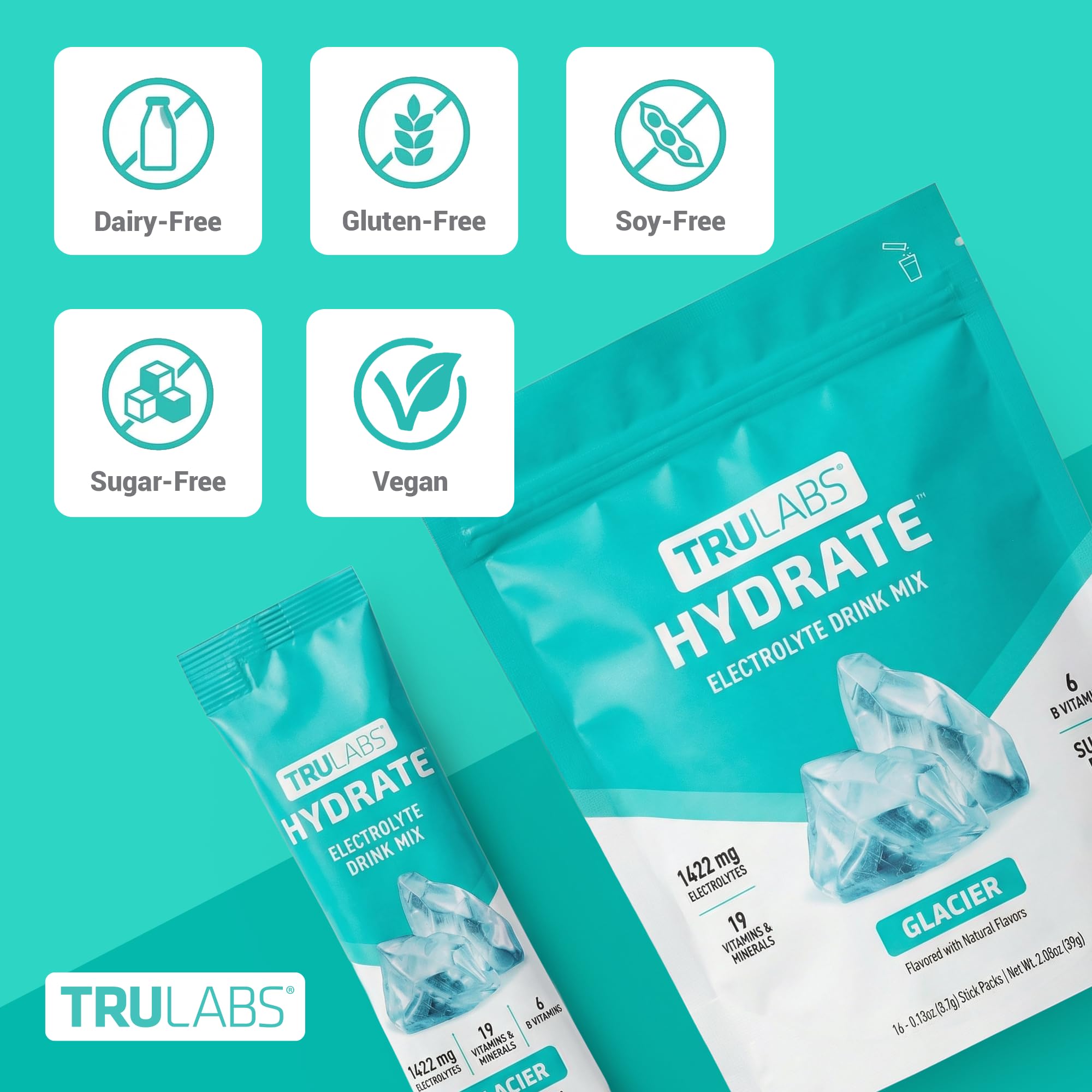 TRULABS textura del polvo resaltando mezcla disolvente y sabor Glacier