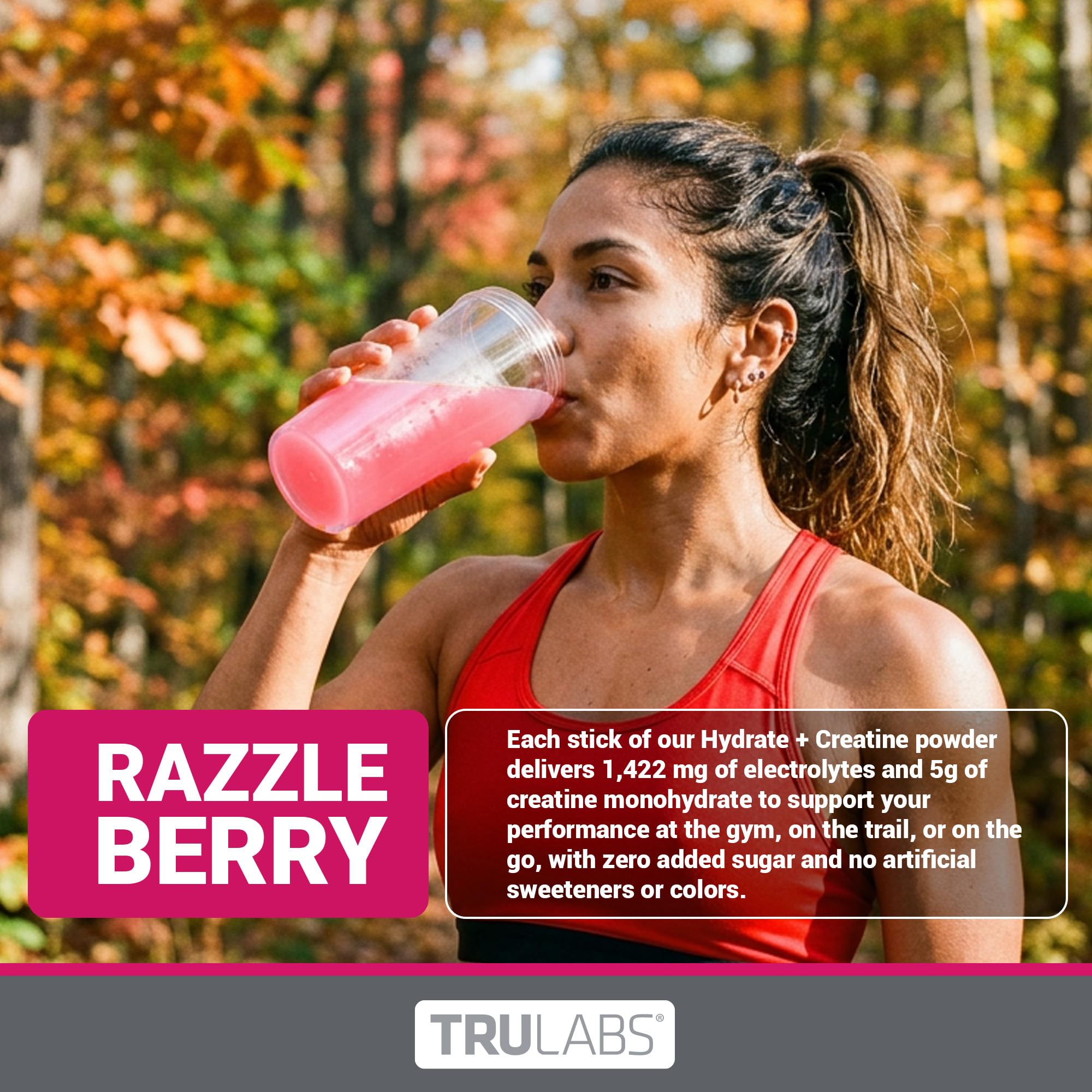 TRULABS mezcla en vaso con agua, hidratación y sabor rápido