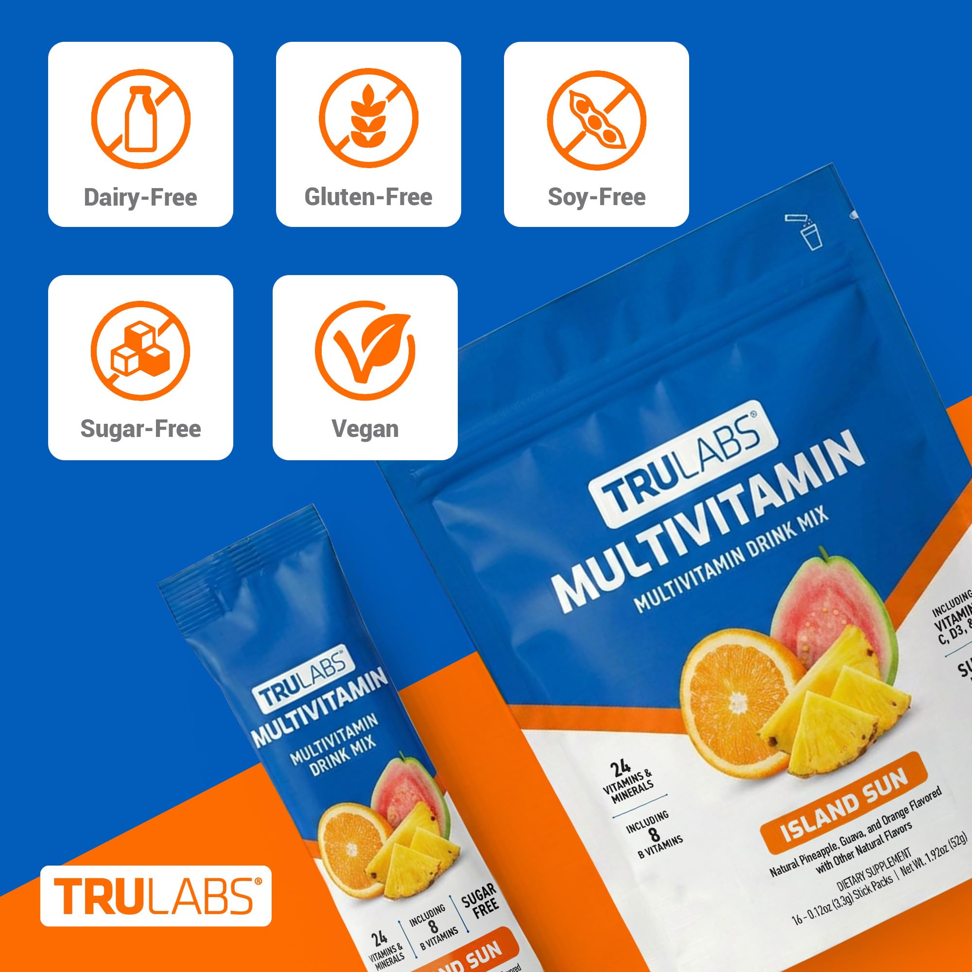 TRULABS bebida preparada en vaso color island sun, refrescante y baja en calorías