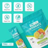 TRULABS textura del polvo en primer plano destaca mezcla rápida y soluble