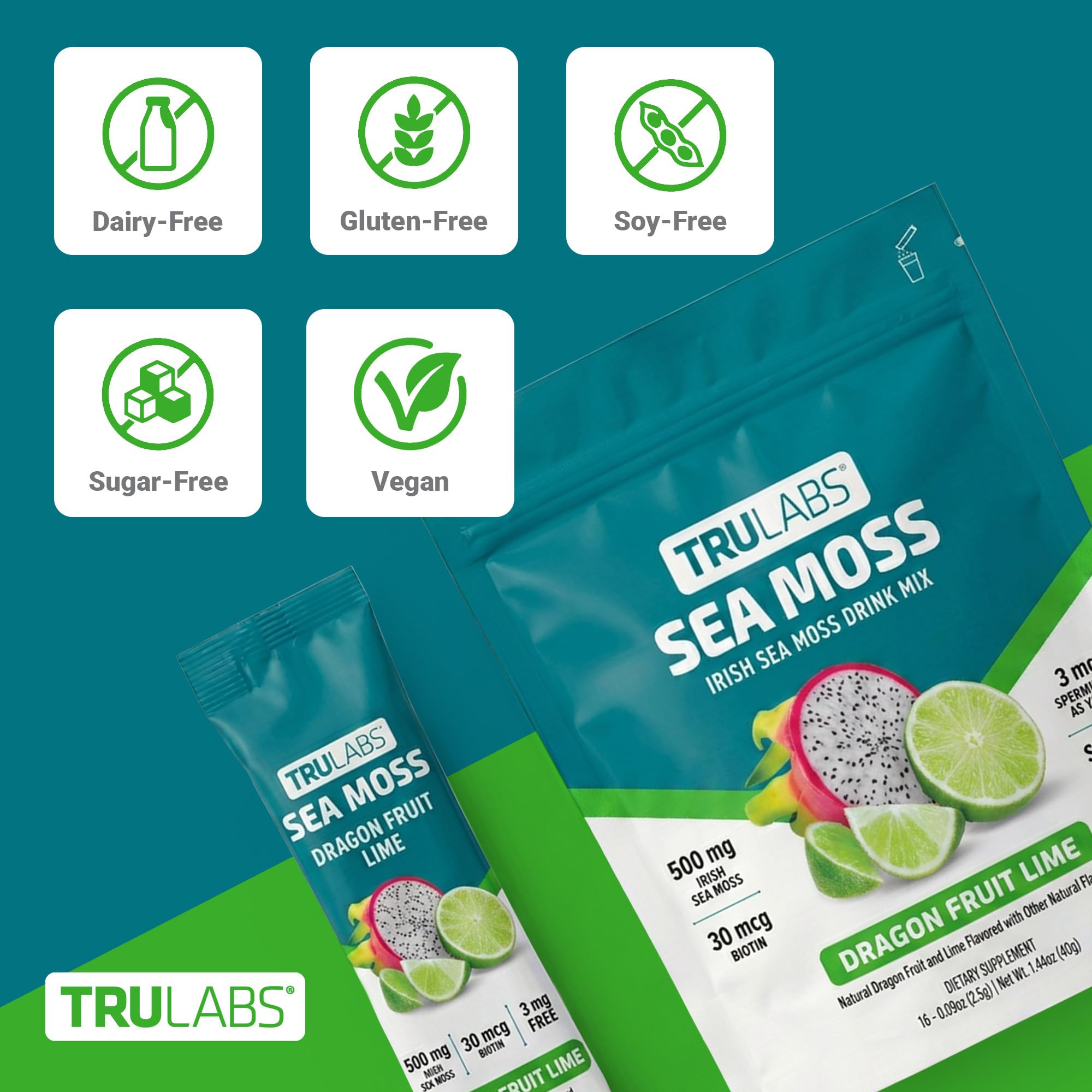 TRULABS mezcla disolviéndose en un vaso demostrando facilidad de uso