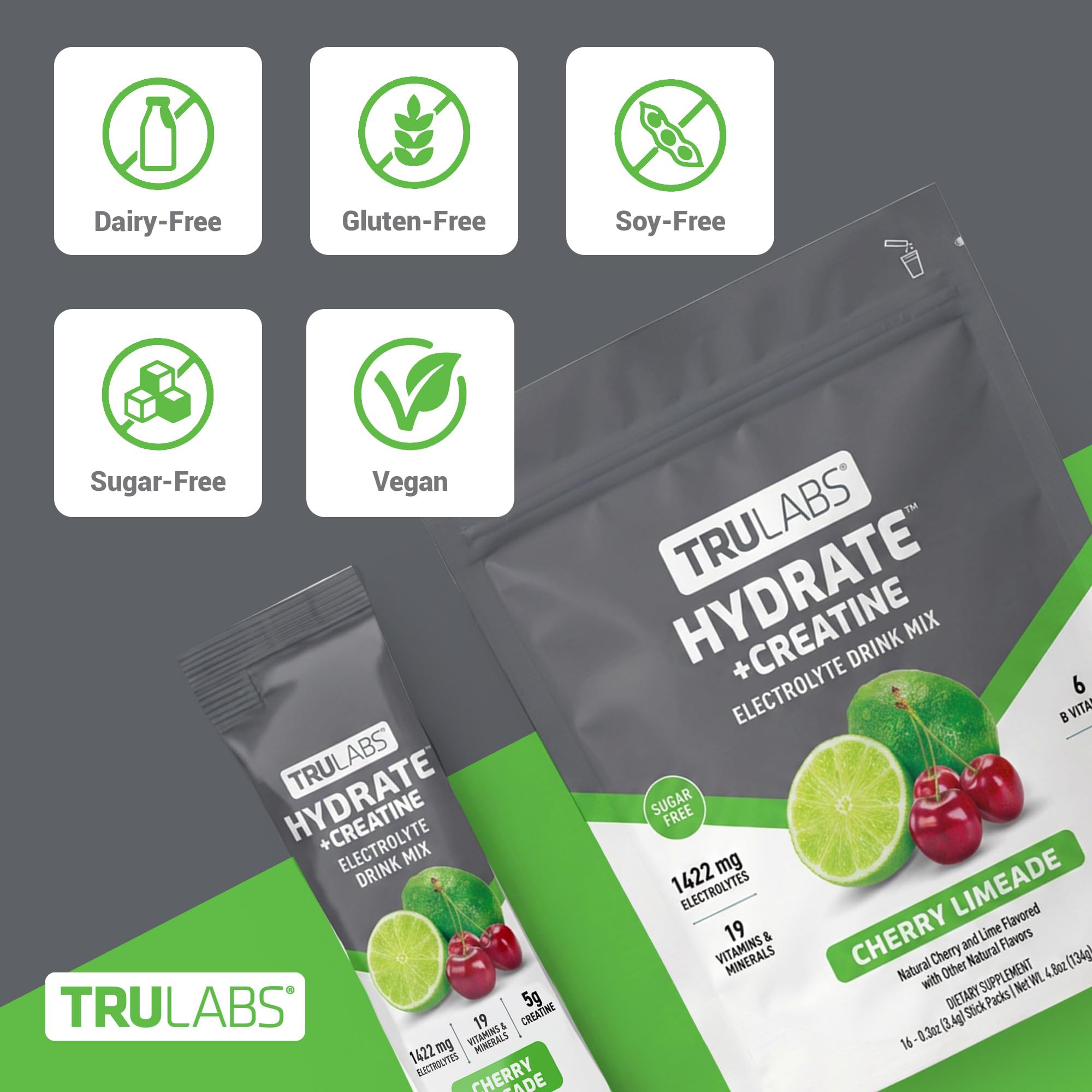 TRULABS primer plano del polvo fino y uniforme, mezcla fácil