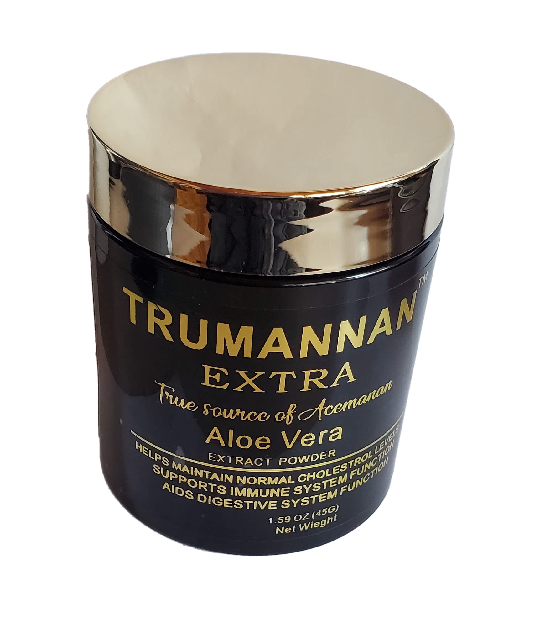 Trumannan frasco frontal mostrando diseño y datos del producto, confianza y pureza