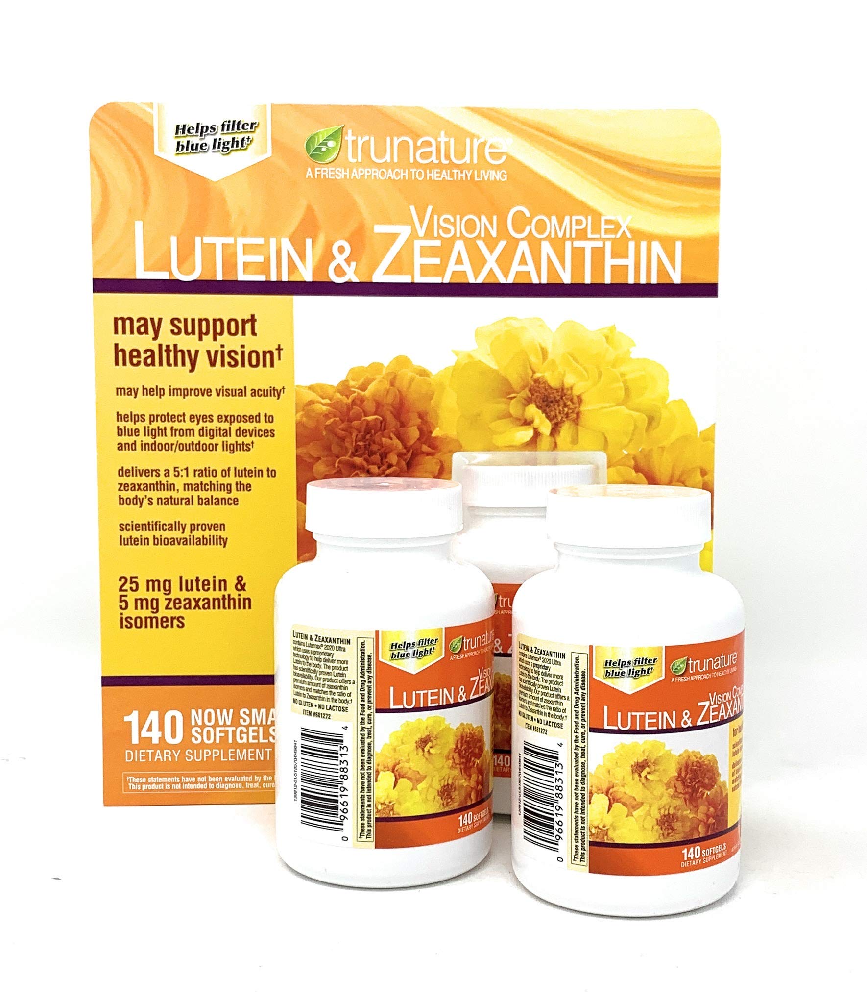 TruNature etiqueta con información nutricional y proporción lutemax para confianza