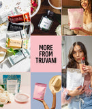 Truvani polvo vertido sobre avena, uso culinario versátil y práctico