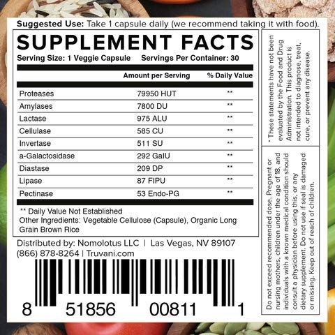 Truvani Digestive Enzymes en cocina con alimentos para transmitir uso práctico diario